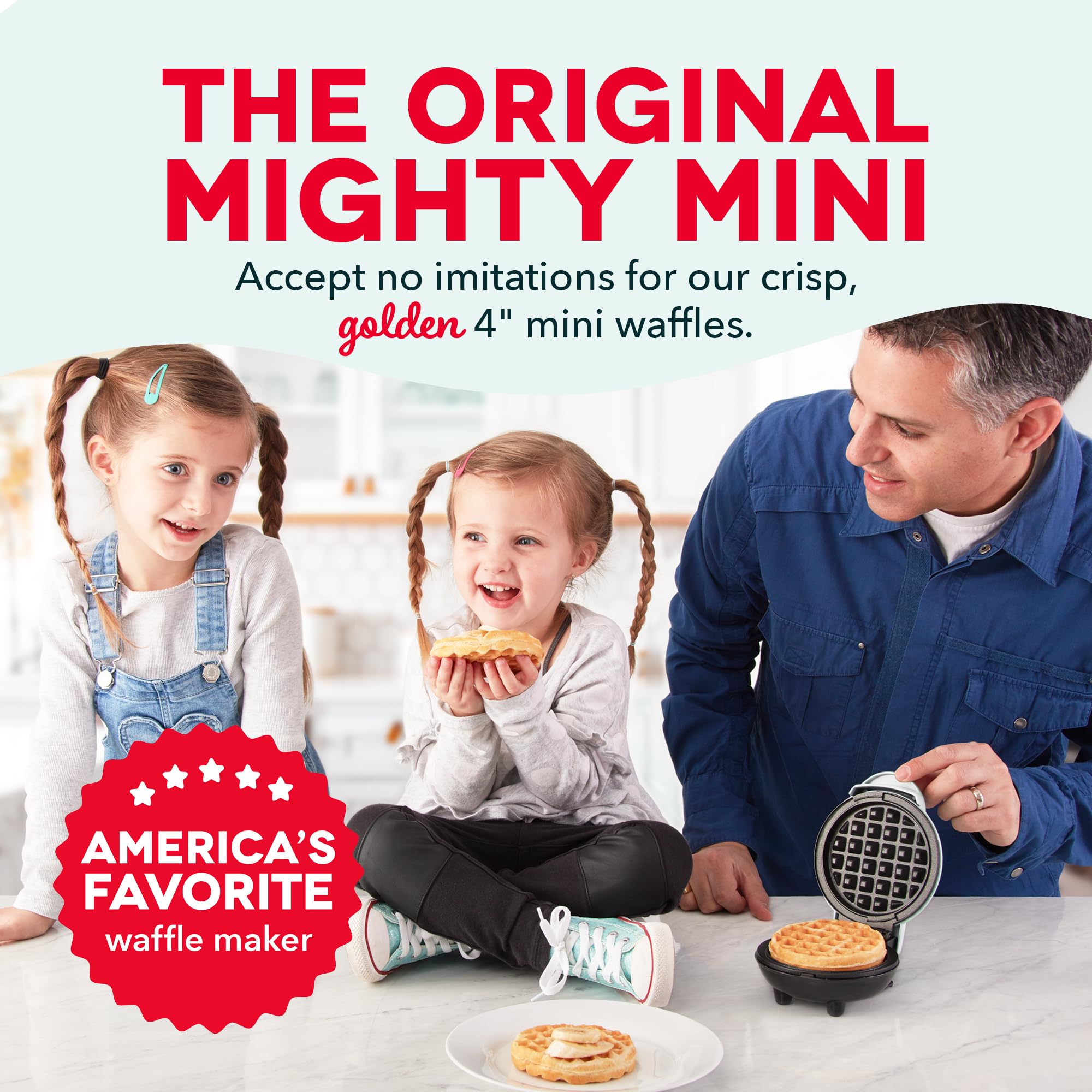 Dash Mini Maker For Individual Waffles, Hash Browns, Keto Chaffles With Easy To Clean, Non-Stick Surfaces, 4 Inch, White